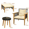 5 Pcs Outdoor Rattan Conversation Set Patio Furniture Set Wicker Woven Chair Set
