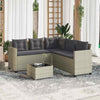 Brokky Garden Sofa with Table and Cushions L-Shaped Grey Poly I4Z3