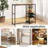 Bar Table Dining Table with Storage Shelves Wine Racks Brown