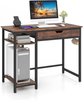 Computer Desk Drawer Adjustable Shelf Hooks Industrial Home Office Study Table