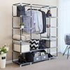 FABRIC CANVAS WARDROBE WITH HANGING RAIL SHELF CLOTHES STORAGE CUPBOARD