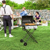 Portable Foldable Gas Barbecue Grill with Thermometer, Lid, Black