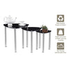 Nest of 3 Black Clear Tempered Glass Side End Lamp Sofa Tables Nested Tables