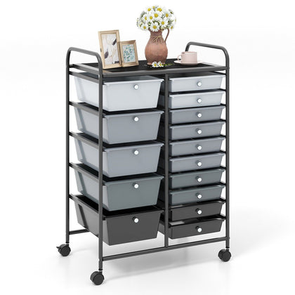 15 Drawers Storage Trolley Mobile Rolling Utility Cart Home Office Organizer