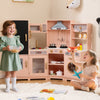 Toy Kitchen Playset Corner Wooden Play Kitchen with Storage-Pink