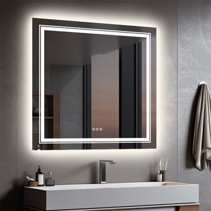 800x800mm Splendent Cube LED Bathroom Mirror with Lights | IP65| Demister| Touch