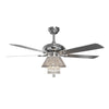 52'' Crystal Ceiling Fan Light 5 Blades 3 Speeds Reversible Chandelier w/Remote