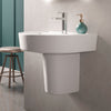 520mm Basin & Semi Pedestal 1 Tap Hole Modern Curved Bathroom Sink 1 Tap Hole