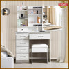 Dressing Table Vanity Makeup Desk With 10 LED Lighted Mirror And 6 Shelves Stool
