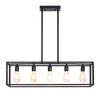Industrial Black Chandelier Rectangle Hanging Ceiling Light Fixture Dining Room