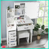 Vanity Dressing Table Set Makeup Desk Mirror & Stool Shelves 3 Color LED Lighted