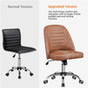 Faux Leather Mid Back Office Chair Adjustable Armless Vanity Chair, Retro Brown