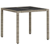 Poly Rattan Garden Table 90x90x75 with Tempered Glass - Grey, H6C5