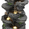 Solar Water Feature LED Light Outdoor Garden Fountain Cascading Waterfall Statue