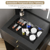 Dressing Vanity Table 2 Drawers Desk with LED Light Mirror Fold-up Side Panel