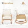 Upholstered Rocking Chair Bedroom Modern Single Accent Chair w/Rattan Armrests