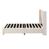Upholstered Bed Frame Double Bed with Button Tufted Headboard & Wing Side Beige