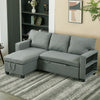 3 Seater Grey Linen Fabric Sofa Bed Pull Out Sofabed with Storage Lounge Chaise
