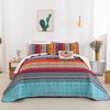 Boho Patchwork Bedspread Quilte Set Throw Rugs Bedding Double Size Pillowcases
