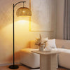 Floor Lamp with Bamboo Shade, Floor Lamp for Home Office, Bedroom, Living Room