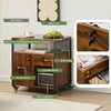 Brown Office Filing Cabinet Mobile Printer Stand File Storage Drawer Wheels