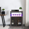 Drinks Cabinet Wine Bar w/ Glass & Bottle Storage | Black Rattan W/ RGB LED