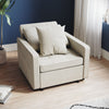 Folding Sofa Bed Fabric Cream Sleeper Pull Out Convertible Arm Chair Adjustable
