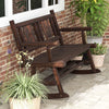 Outdoor Carbonized 2-Seat Wood Rocking Bench Garden Double Rocking Chair