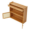Bamboo Wood Storage Cupboard Cabinet Side Table with Rattan Doors Drawer Shelf