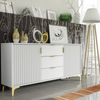 140cm Sideboard Cabinet I Storage Cupboard I Modern Buffet I White I Gold Legs
