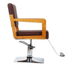 Barber Chair Wooden Handrail Swivel Adjust Seater Height Barber Shop Chair Brown
