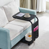 C Shaped Side Table with Wheels for Living Room Mobile Sofa Side End Tables