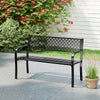 Outdoor Loveseat Chair Metal Patio Bench with Armrests-Black