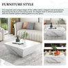 Modern Coffee Table Marble-Look Wooden with Storage Drawer Living Room Furniture