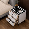 LED Bedside Table with 3 Drawers Wireless Charging Side Cabinet Nightstand White