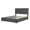 4ft6 Double Bed Frame Upholstered Platform Bed with 4 Storage Drawers Grey Bed