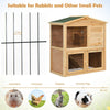 Wood Rabbit Hutch Double Decker Guinea Pig Ferret Cage with Ramp Waterproof Roof