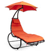Patio Hammock Lounge Chair with Canopy Rocking Swing Chaise Lounge with Cushion