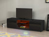 Modern TV Unit Stand Cabinet Black High Gloss Doors & Matt Body with LED Lights