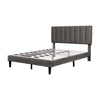 Double Bed Frame, Velvet Upholstered Platform Bed with Channel Tufted Headboard