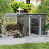 9 X 5.5ft Large Metal Shed Outdoor Garden Tools Storage House with 2 Door Window