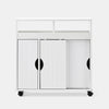 Bathroom Cabinet Floor Storage w/ 2 Sliding Doors Cupboard White 4 Wheels