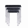 3pcs Black Marble Glass Nested Tables Side End Tables Stainless Steel Tubes