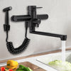 New 360° Wall-mounted Kitchen Tap Stainless Steel Bathroom Faucet with Spray Gun