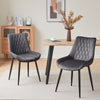 Set of 2 Dining Chairs Grey Diamond Velvet Padded Seat Back Dining Room Chair