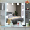 Dressing Table Bedroom Vanity LED Mirror Stool Set with Cabinet Drawer Shelves