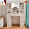 Vanity Dressing Table LED Light Mirror Hidden Shelves 7 Drawers Modern Make up