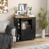 Kitchen Island on Wheels Storage Trolley Cart Cabinet Shelves Wine Racks Bamboo