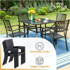 5Piece Patio Dining Set Outdoor Chairs Square Table with Umbrella Hole for Yard
