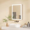 Large Illuminated LED Bathroom Mirror Cabinet Demister Sleek Aluminum Frame Unit